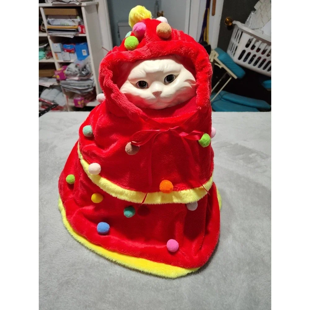 Kuoser Dog Costume‎ L Red Christmas Shawl And Hat Holiday Fun Soft Comfort